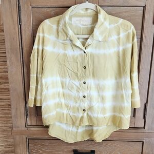 Jen's Pirate Booty Free People Yellow Tie Dye Button Down Top